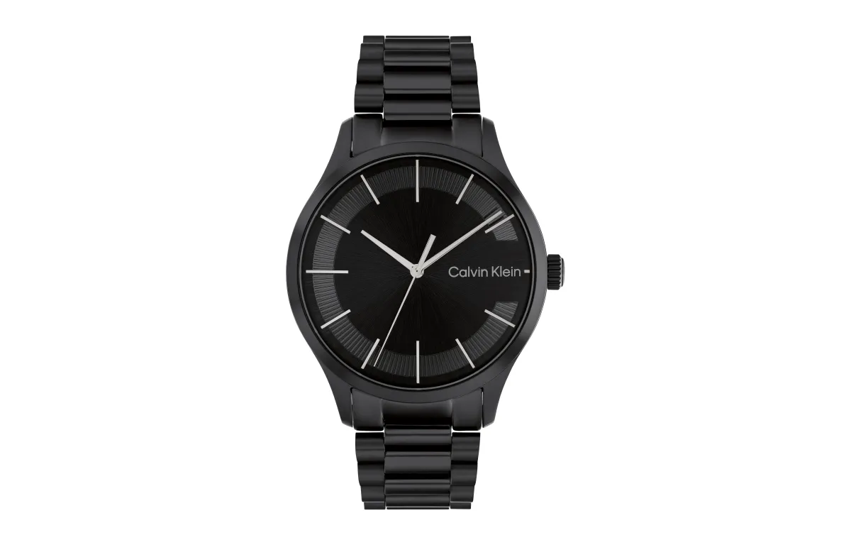 CALVIN KLEIN ICONIC Steel Chain Minimalist Style Wrist Watches Quartz Movement Black Dial Men's Watches