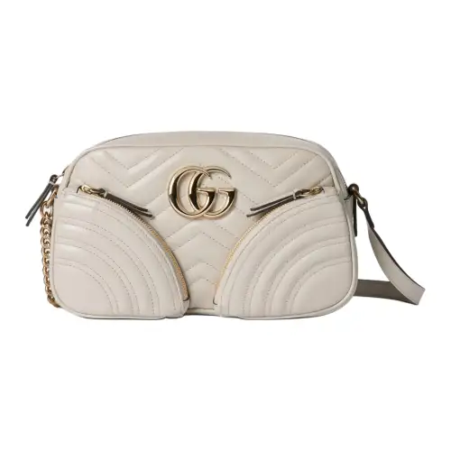 GUCCI GG Marmont Leather Crossbody Bag, Shoulder Bag Women's Ivory White