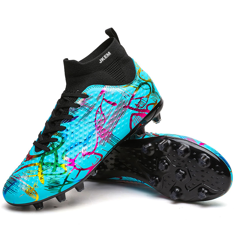 JKEM Soccer Shoes Unisex Low Top Aqua/Black/White