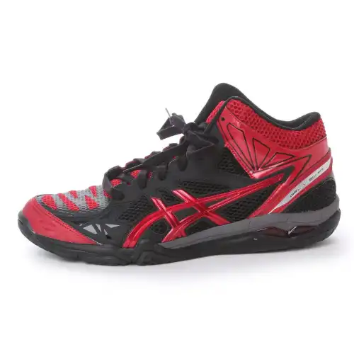 Asics Gel-V Swift Cv Mt Casual Volleyball Shoes Wear-resistant Mid-top Training Shoes Men's Black Red