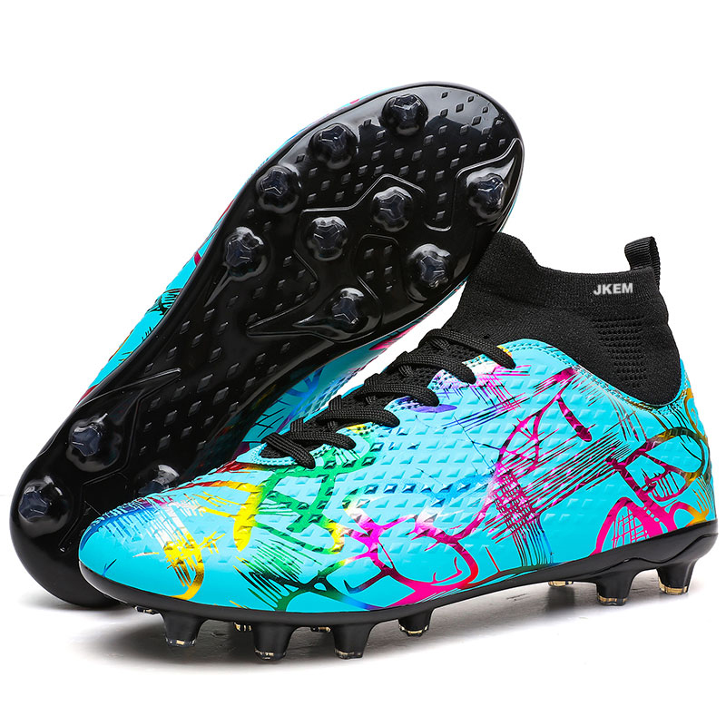 JKEM Soccer Shoes Unisex Low Top Aqua/Black/White