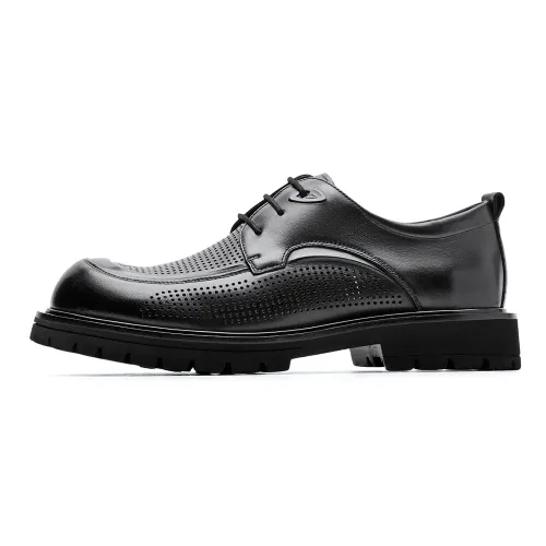 Qianbaidu C°BANNER cow leather punched office business breathable and comfortable formal leather shoes men's black