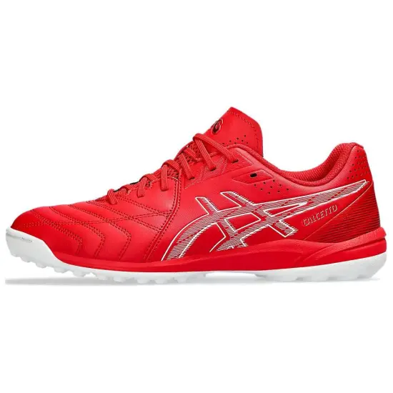 Asics Calcetto Soccer Shoes Men Low-Top Red