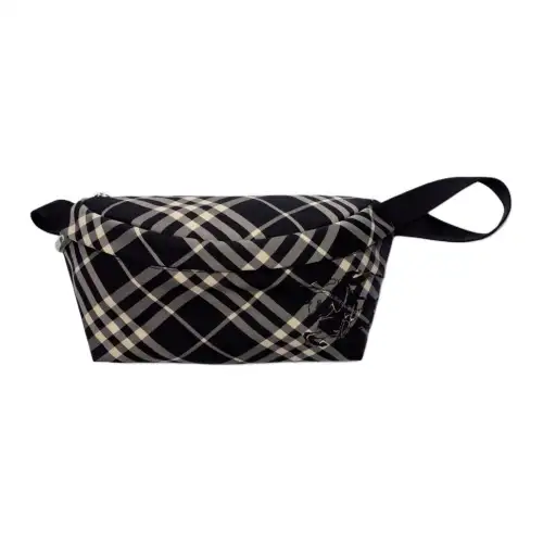 Burberry Polyester+Polyurethane Crossbody Bags Men's Black & Printed Fabric