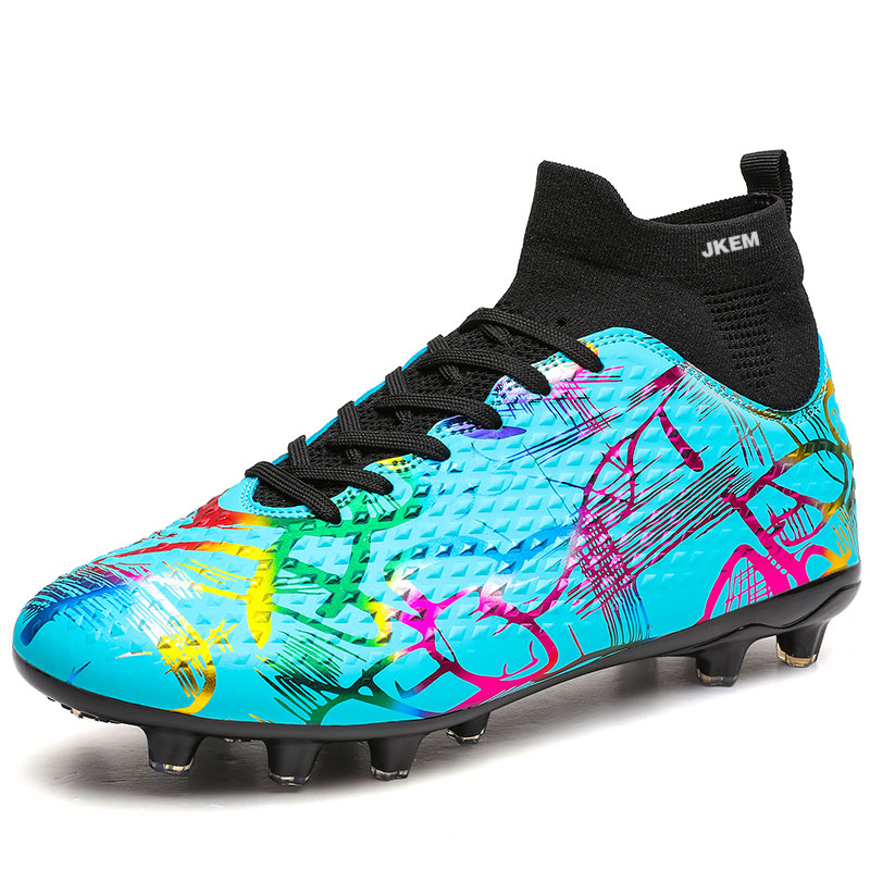 JKEM Soccer Shoes Unisex Low Top Aqua/Black/White