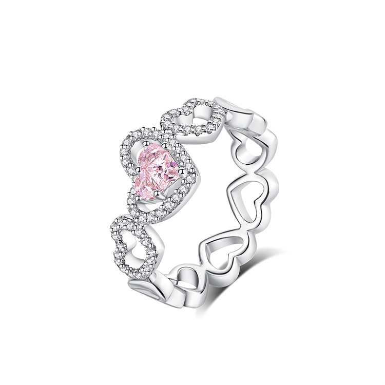 FANCI S925 Silver With Pink Gemstone Inlay Rings Women's