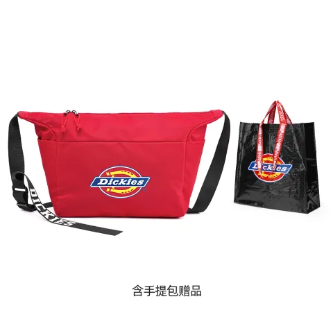 Dickies Nylon Fabric Shoulder Bag, Crossbody Bag Regular Unisex Black/Ecru/Red