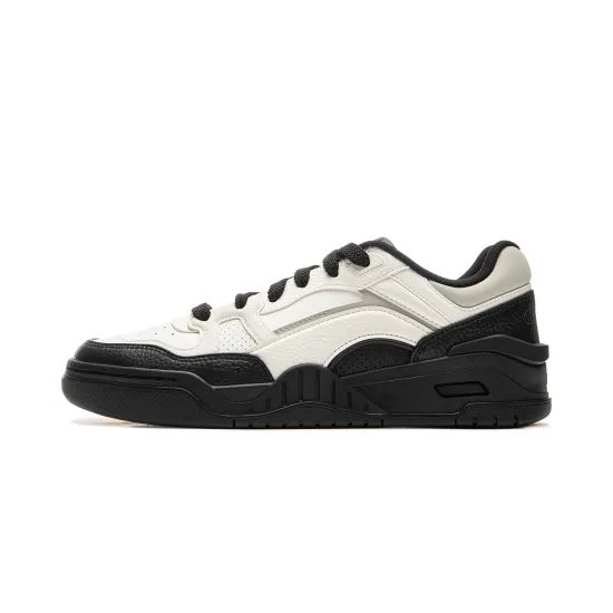 LINING Moon White 2.0 Skateboard Shoes Men Low-Top Mist White/Black/Light Smoke Gray