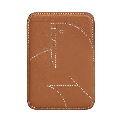 HERMES Magsafe Swift Leather Card Holder Unisex Gold