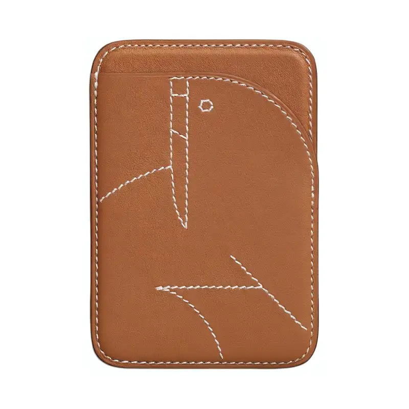HERMES Magsafe Swift Leather Card Holder Unisex Gold