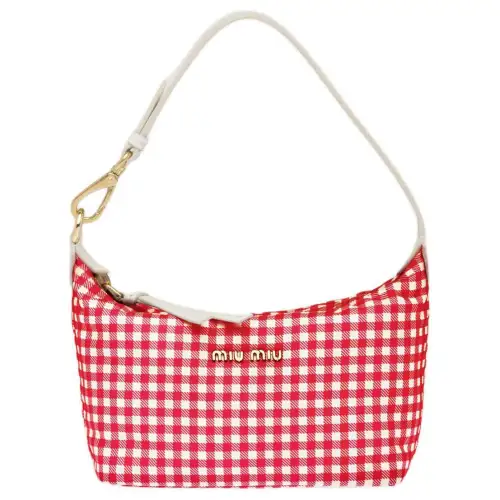 MIU MIU Spirit Fabric With Leather Shoulder Bag, Handbag Women's Red