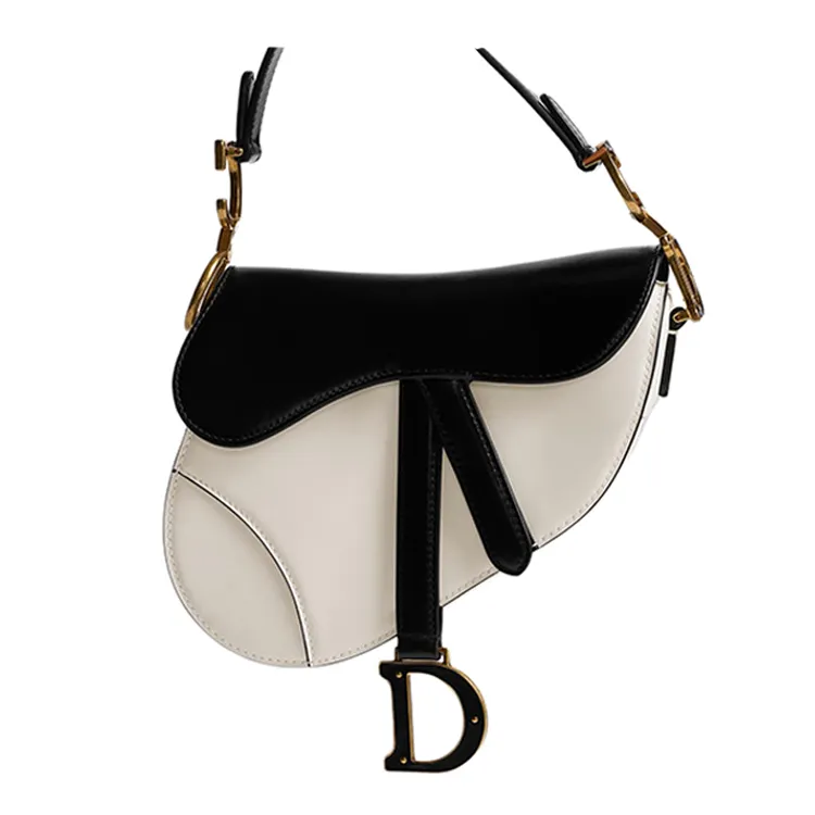 DIOR Cow Leather Saddle Bag, Handbag, Shoulder Bag, Crossbody Bag Mini Women's Black & Milk White