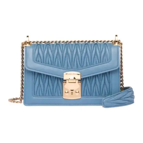 MIU MIU Leather, Lambskin Crossbody Bag, Shoulder Bag Women's Xingji Blue