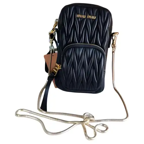 MIU MIU Soft Sheep Leather Shoulder Bag Women's Black