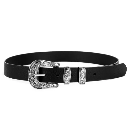 FORTEI Cow Leather Y2K Belt Unisex Black Width 3cm