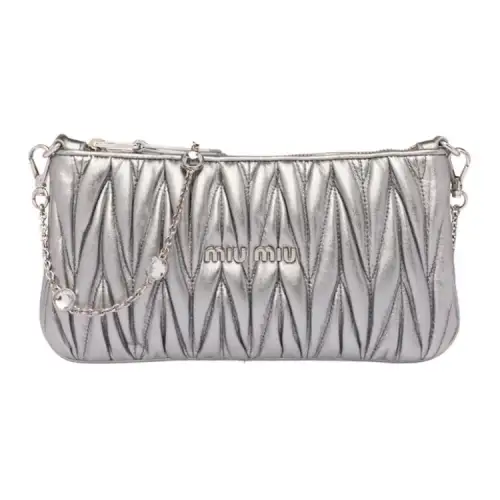 MIU MIU Soft Sheep Leather Shoulder Bag, Crossbody Bag Women's Silver