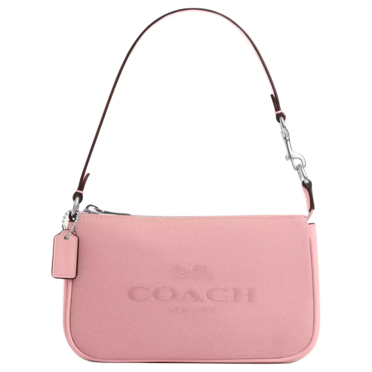 COACH Nolita Jacquard With Smooth Leather One Shoulder Handbag Small Women's Silver & Light Blush