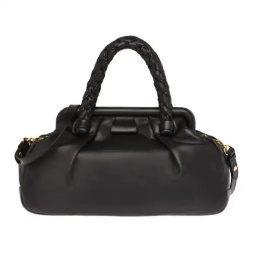 MIU MIU Soft Sheep Leather One Shoulder Handbag Women's Black
