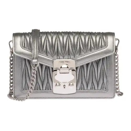 MIU MIU Confidential Soft Sheep Leather Envelope Bag, Shoulder Bag, Crossbody Bag Women's Silver