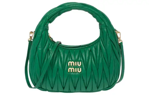 MIU MIU Wander Soft Sheep Leather Hobo Bag, Shoulder Bag, Crossbody Bag, Handbag Women's Mango Green