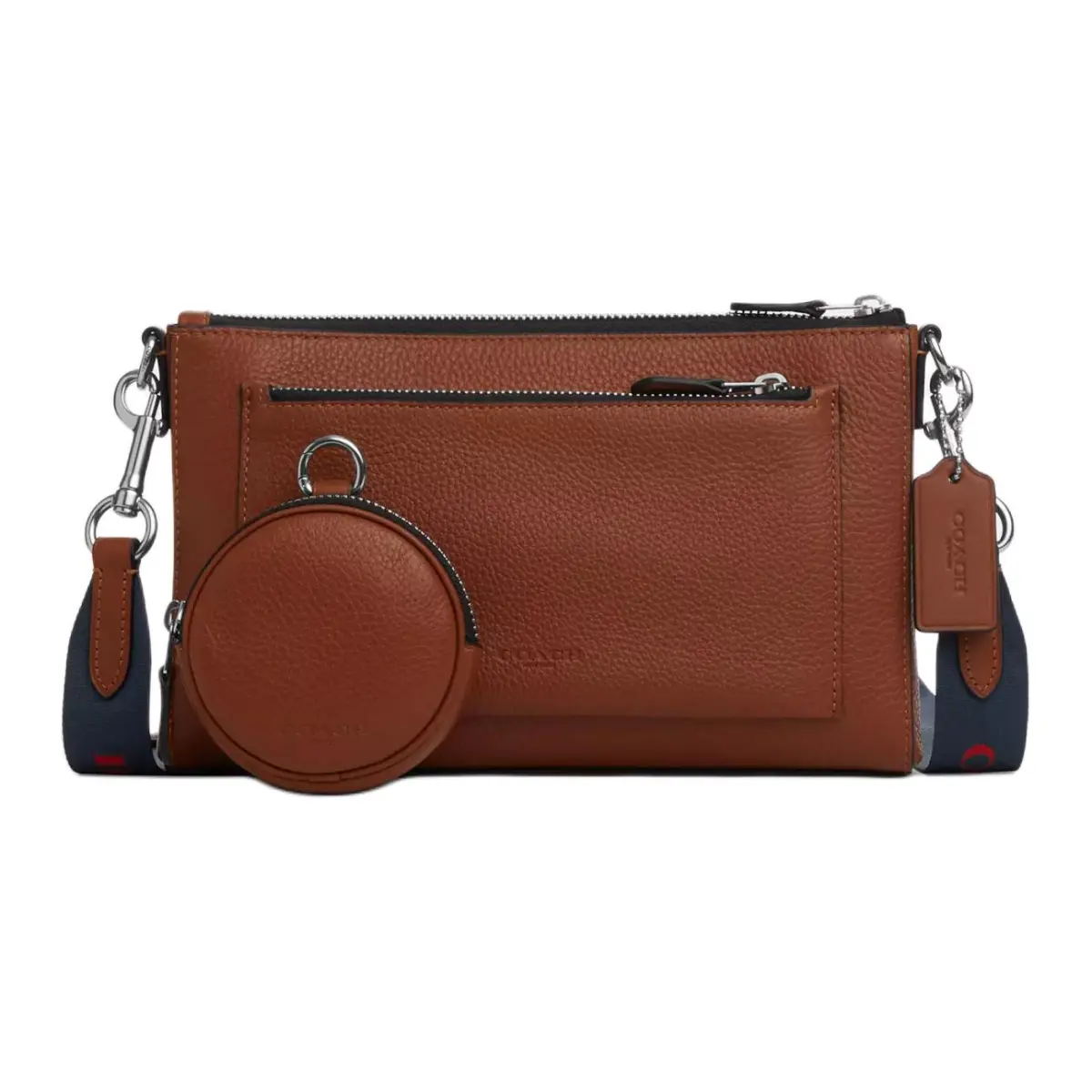 COACH Holden Pebbled Leather With Smooth Calfskin Shoulder Bag, Crossbody Bag Medium Men's Rosewood