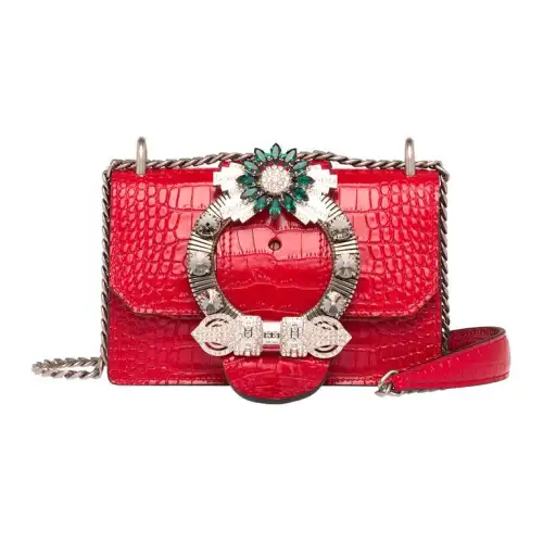 MIU MIU Leather Handbag, Crossbody Bag, Shoulder Bag Women's Red