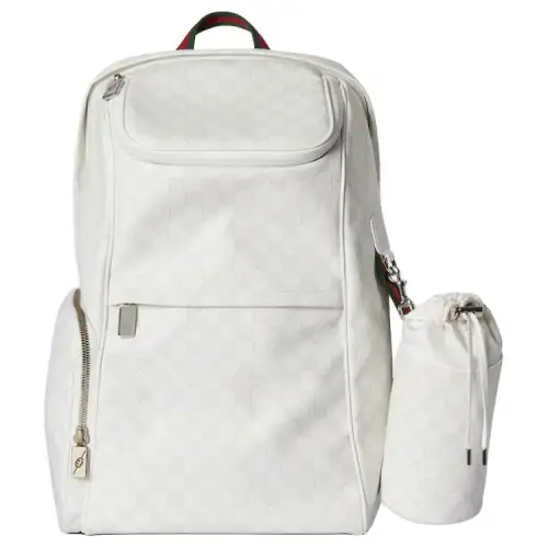 GUCCI Leather Trim Backpack Large Men's White