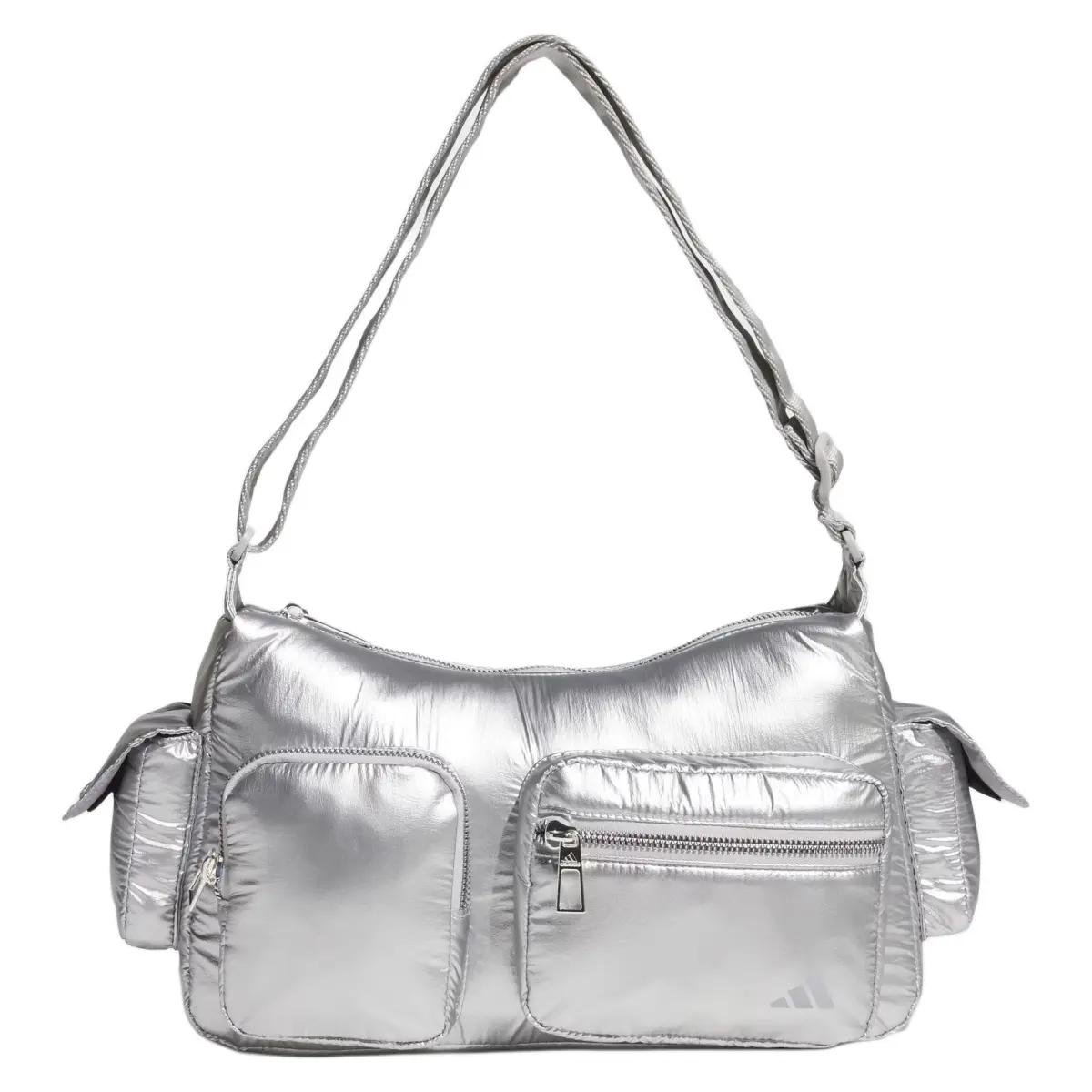 Adidas Polyurethane Handbag, Shoulder Bag Regular Women's Metallic Silver