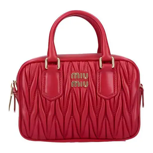 MIU MIU Matelassé Leather Shoulder Bag, Crossbody Bag, Handbag Mini Women's Red