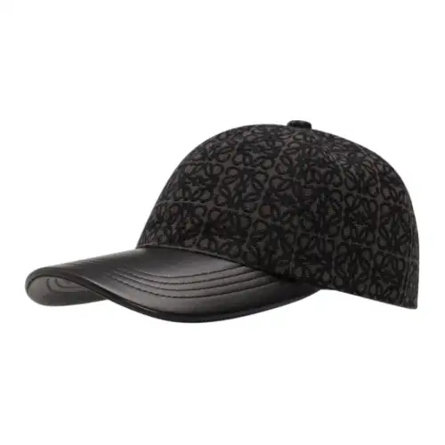 LOEWE Leather Baseball Caps Men's Black