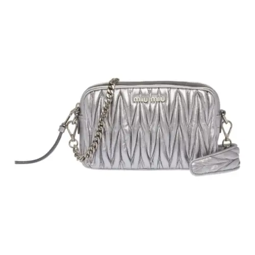 MIU MIU Leather Crossbody Bag, Shoulder Bag Women's Silver