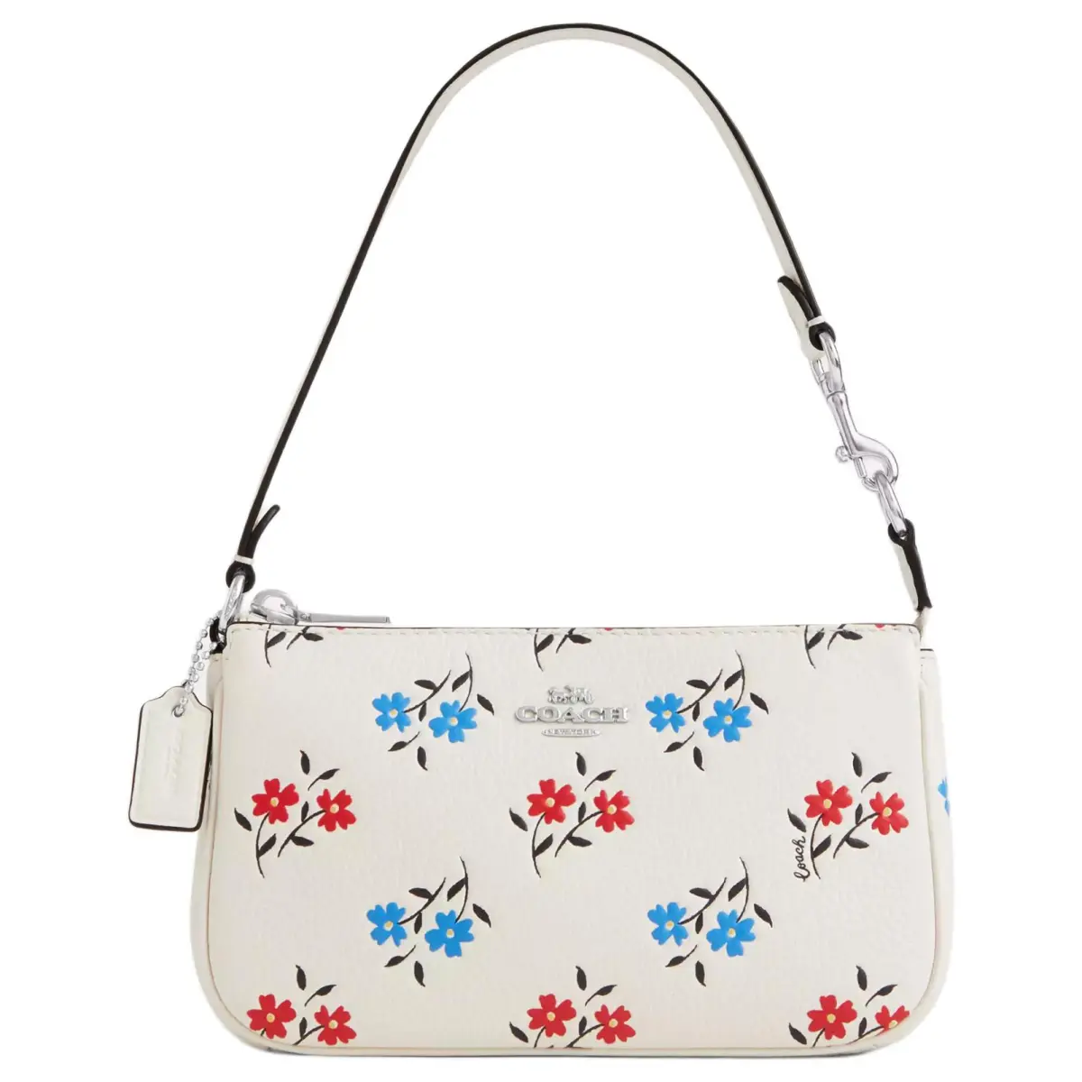 COACH Nolita Refined Pebbled Leather Handbag, Shoulder Bag Small Women's Silver & Chalk Multicolor