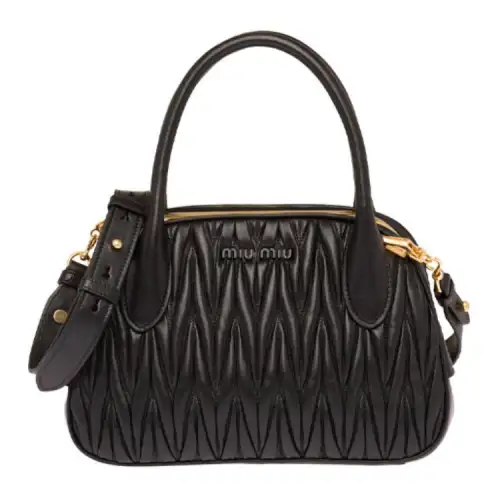 MIU MIU Soft Sheep Leather Handbag, Shoulder Bag, Crossbody Bag Women's Black