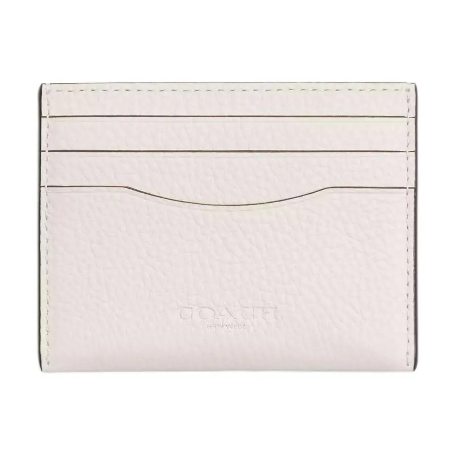 COACH Card Case Refined Pebbled Leather Card Holder Regular Women's Chalk White
