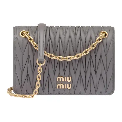 MIU MIU Matelassé Nappa Leather Crossbody Bag, Shoulder Bag Women's Marble Gray