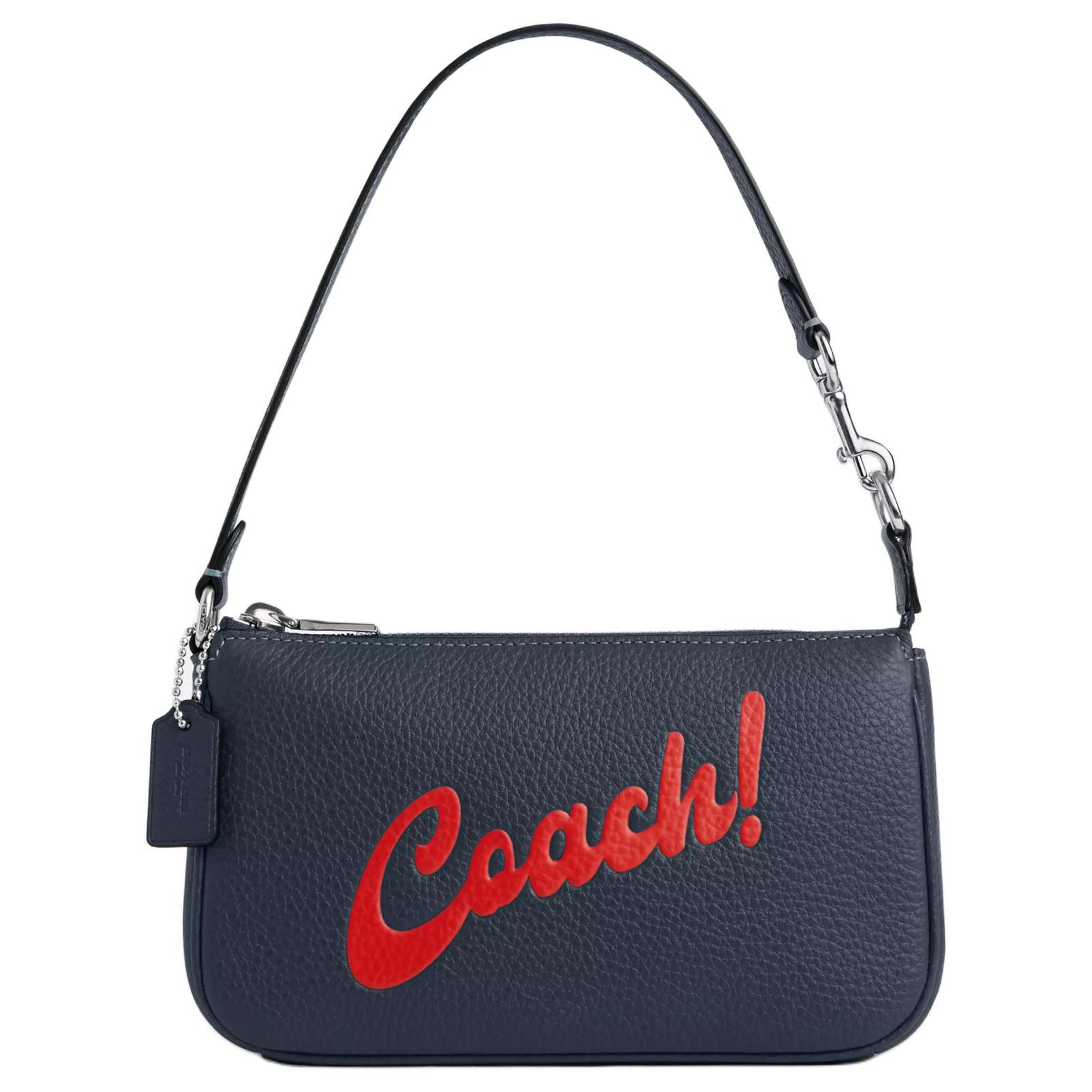 Женская сумка COACH Nolita 19 (серебряно-синяя)