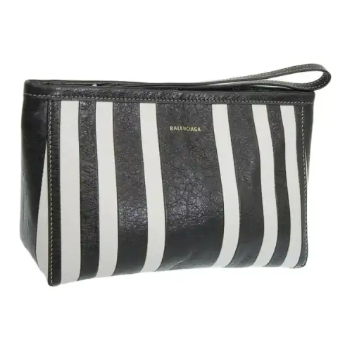 Balenciaga Leather Clutch Unisex Black & White