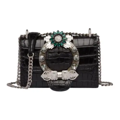 MIU MIU Leather Handbag, Shoulder Bag, Crossbody Bag Women's Black