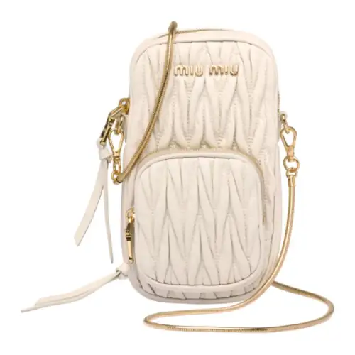 MIU MIU Matelassé Sheepskin Crossbody Bag, Shoulder Bag Women's White