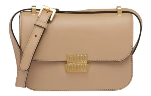 MIU MIU Leather Crossbody Bag, Shoulder Bag Women's Sandy Beige