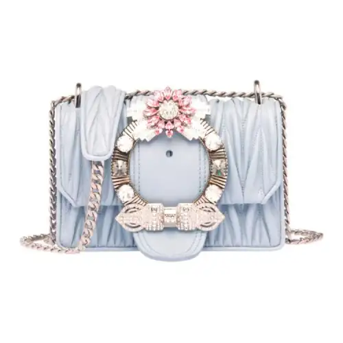 MIU MIU Sheepskin Handbag, Shoulder Bag, Crossbody Bag Women's Sky Blue
