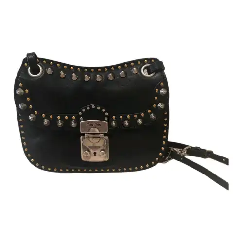 MIU MIU Soft Sheepskin Leather Crossbody Bag, Shoulder Bag Women's Black