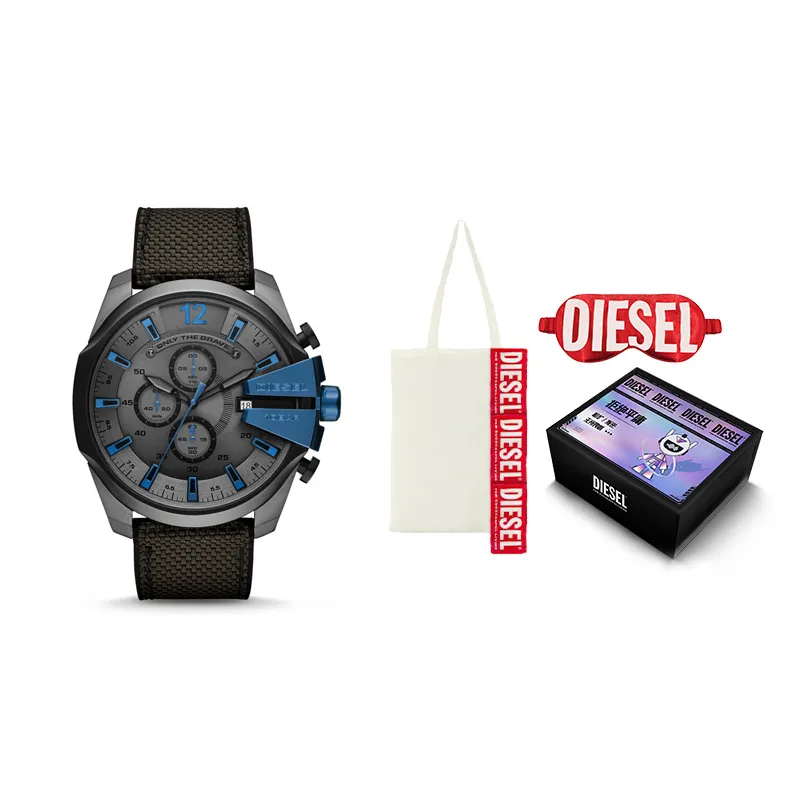 DIESEL MEGA CHIEF Armor Series Wrist Watches Quartz Movement Nylon Strap Gray Dial Men's Watches