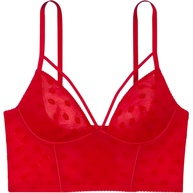 Victoria's Secret /Victoria's Secret Very Sexy Series Transparent Mesh Unpadded Shapewear Herringbone Bra Red