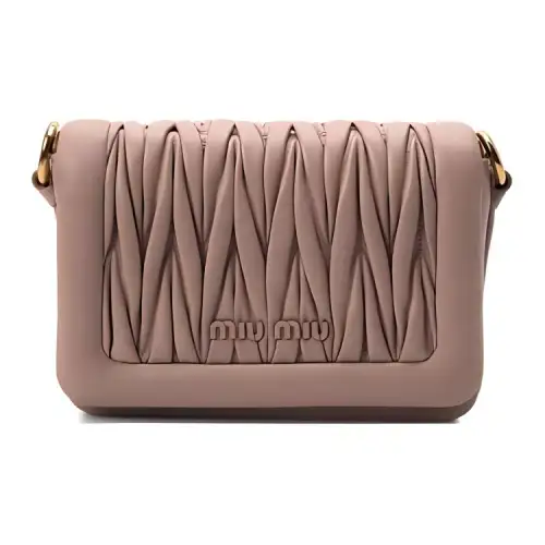 MIU MIU Matelassé Sheepskin Messenger Bag, Shoulder Bag, Crossbody Bag Women's Egg White Stone Color