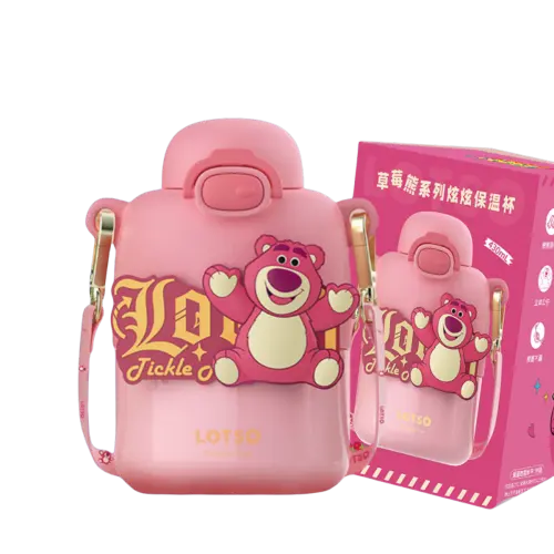 Disney Disney, glass, universal strawberry for boys and girls stainless steel with glass for men and women for students, official flagship store, 430 ml