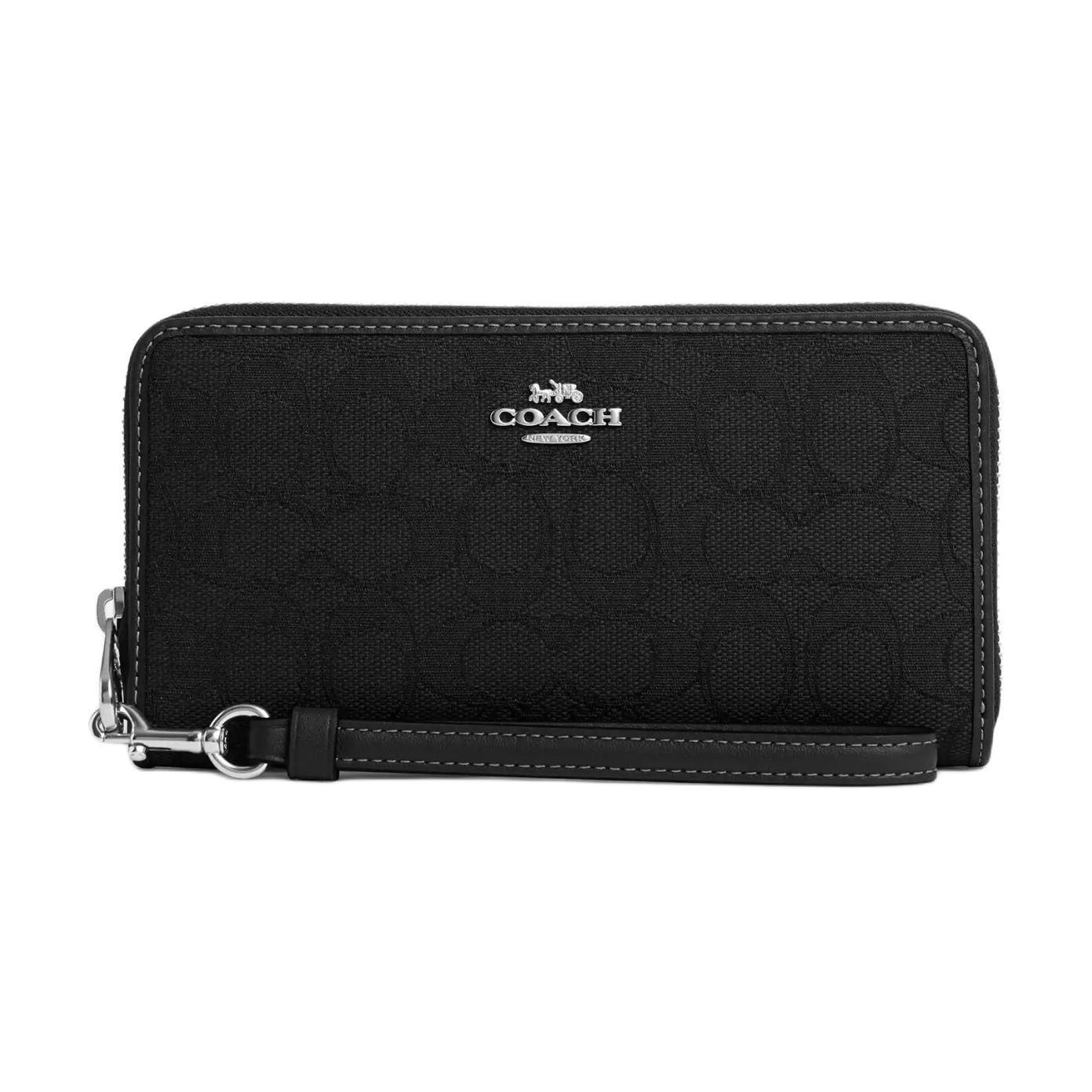 Женский кошелек COACH Zip Around Wallet 19 (серебряно-черный)