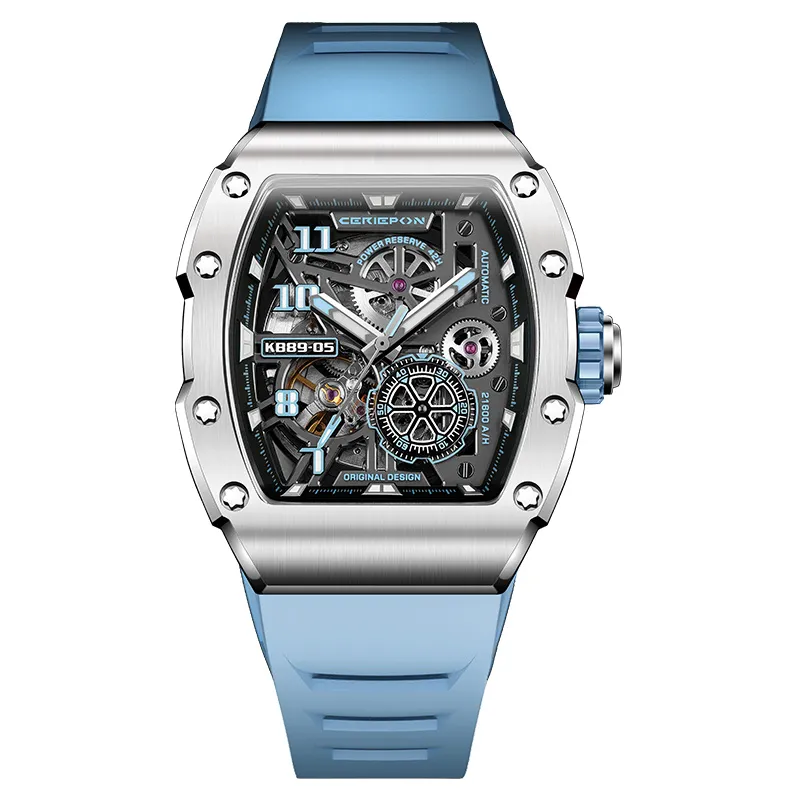 CERIEPON Silver Stone Racing Track Collection Glow In The Dark Men's Cut Out Waterproof Watch Men's Mechanical Movement