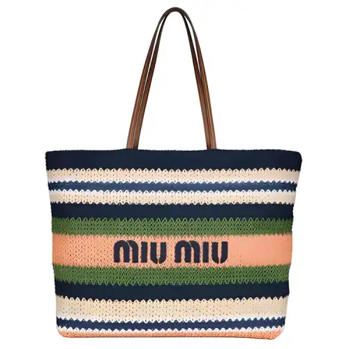 MIU MIU Raffia Tote Bag, Shopping Bag, Shoulder Bag, Handbag Women's Multicolor