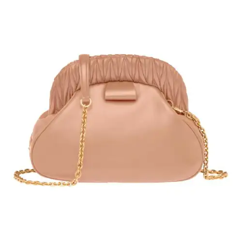 MIU MIU Matelassé Soft Sheep Leather Handheld Shoulder Bag, Crossbody Bag Women's Cameo Brown Beige